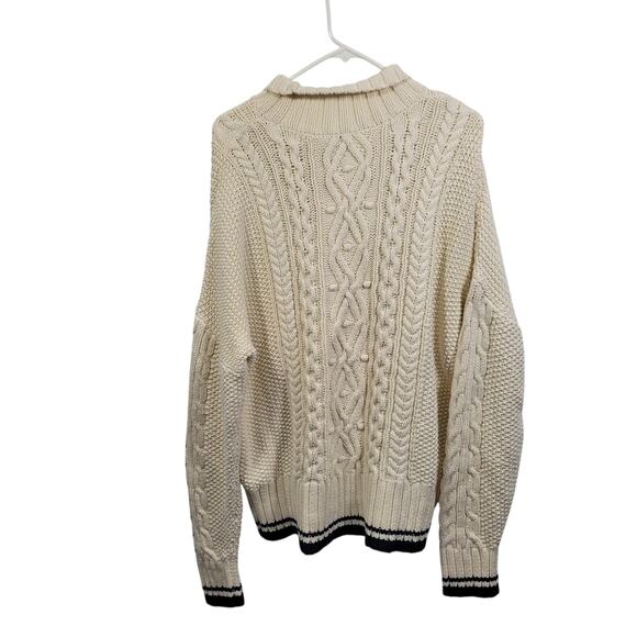 Vineyard Vines Women's Tipped Island Fisherman Cream Mock Neck Sweater Size XL - Picture 6 of 6